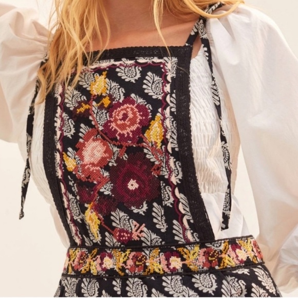 Anthropologie floral emboridered boho printed overalls - Picture 3 of 7